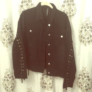 Lace up jean denim jacket forever21 tic toc medium
